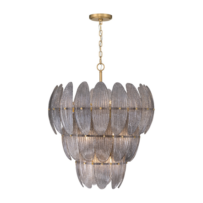 Metropolitan N2248 Marclaire 11-lt 27" Pendant - Legacy Brass/Grey Glass