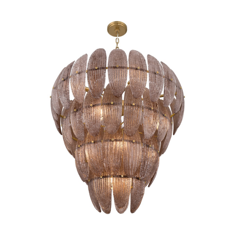 Metropolitan N2249 Marclaire 15-lt 33" Pendant - Legacy Brass/Brown Glass