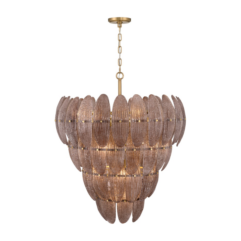 Metropolitan N2249 Marclaire 15-lt 33" Pendant - Legacy Brass/Brown Glass