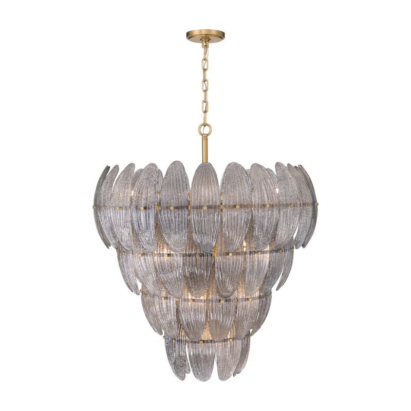 Metropolitan N2249 Marclaire 15-lt 33" Pendant - Legacy Brass/Grey Glass