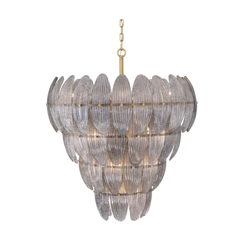 Metropolitan N2249 Marclaire 15-lt 33" Pendant - Legacy Brass/Grey Glass