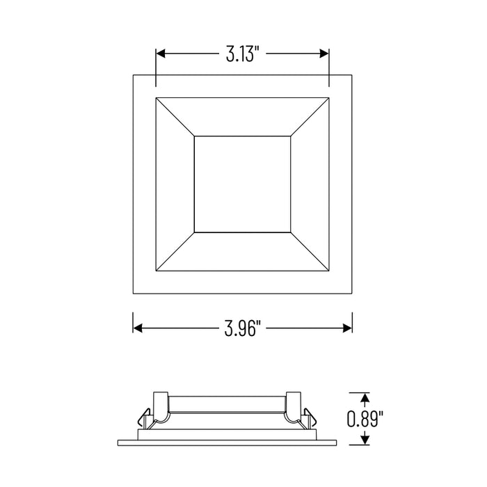 Nora NAPF-3SDN/CL 3" Apollo Square Flanged Downlight Trim with Clear Lens