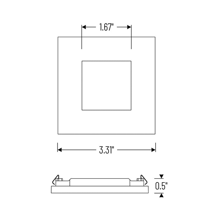 Nora NAPT-3SPH/CL 3" Apollo Square Flangeless Pinhole Trim with Clear Lens