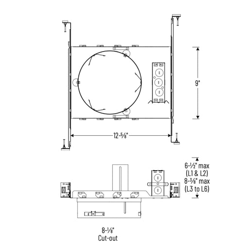 Nora NCH3-8L1C12 8" Sapphire III COB, Universal New Construction Frame-In Kit, 900 Lumen, 120-277V