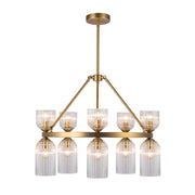 Alora Mood CH442626 Nelly 10-lt 26" Chandelier - Brushed Gold/Clear Ribbed Glass
