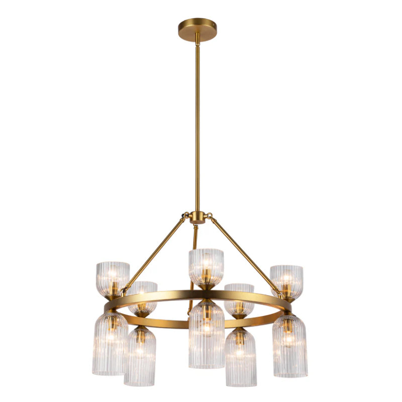 Alora Mood CH442626 Nelly 10-lt 26" Chandelier - Brushed Gold/Clear Ribbed Glass