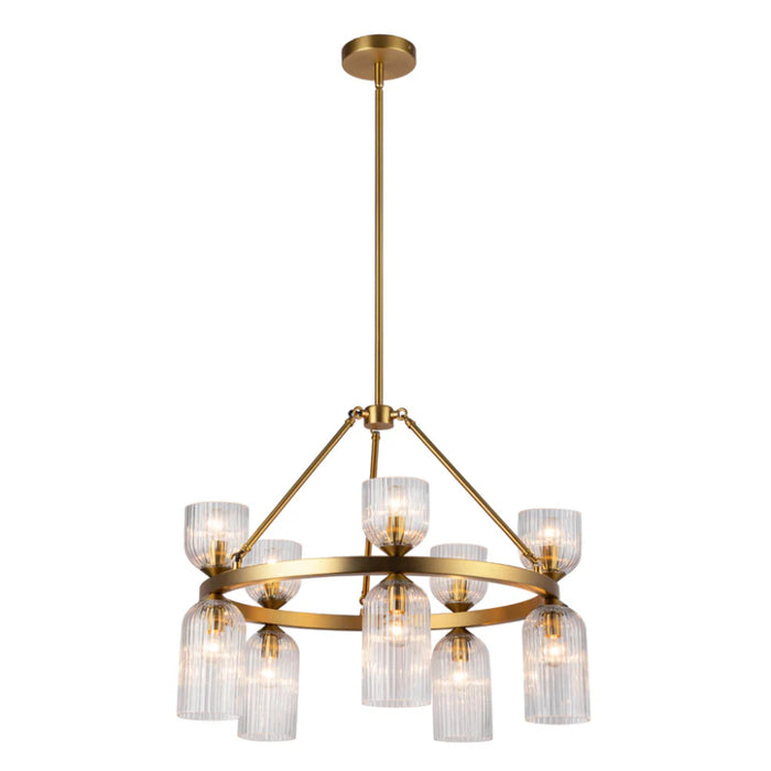 Alora Mood CH442626 Nelly 10-lt 26" Chandelier - Brushed Gold/Clear Ribbed Glass