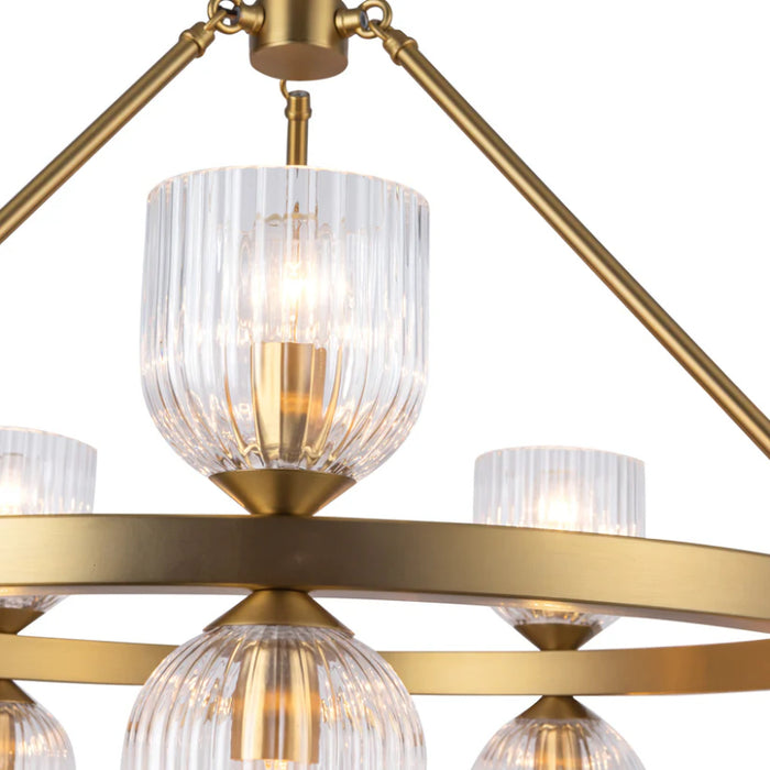 Alora Mood CH442626 Nelly 10-lt 26" Chandelier - Brushed Gold/Clear Ribbed Glass