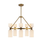 Alora Mood CH442626 Nelly 10-lt 26" Chandelier - Brushed Gold/Glossy Opal Ribbed Glass