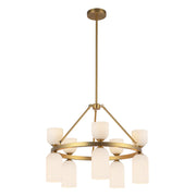 Alora Mood CH442626 Nelly 10-lt 26" Chandelier - Brushed Gold/Glossy Opal Ribbed Glass