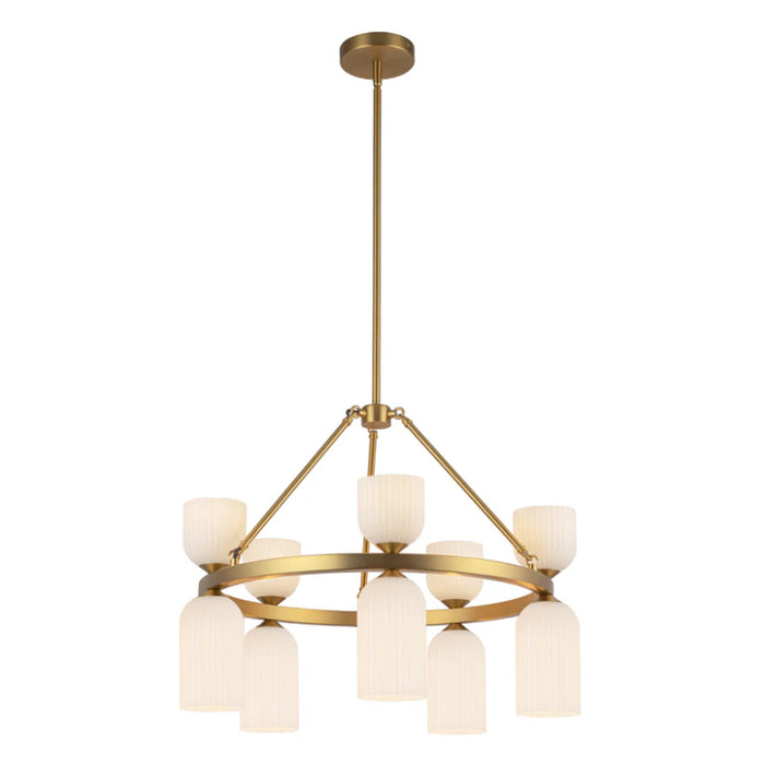 Alora Mood CH442626 Nelly 10-lt 26" Chandelier - Brushed Gold/Glossy Opal Ribbed Glass