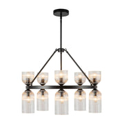 Alora Mood CH442626 Nelly 10-lt 26" Chandelier - Matte Black/Clear Ribbed Glass