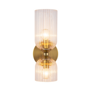 Alora Mood WV442612 Nelly 2-lt 12" Tall Vanity Light - Brushed Gold/Clear Ribbed Glass
