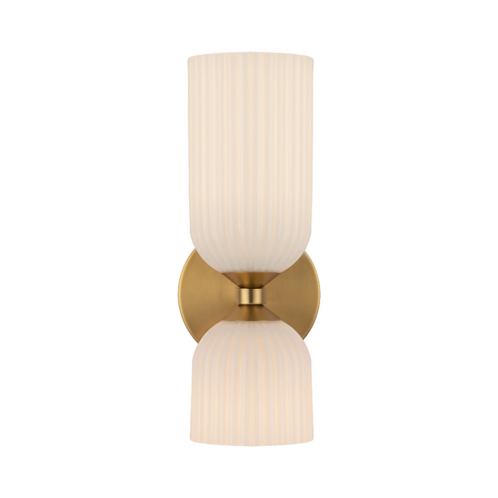 Alora Mood WV442612 Nelly 2-lt 12" Tall Vanity Light - Brushed Gold/Glossy Opal Ribbed Glass