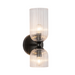 Alora Mood WV442612 Nelly 2-lt 12" Tall Vanity Light - Matte Black/Clear Ribbed Glass