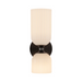Alora Mood WV442612 Nelly 2-lt 12" Tall Vanity Light - Matte Black/Glossy Opal Ribbed Glass