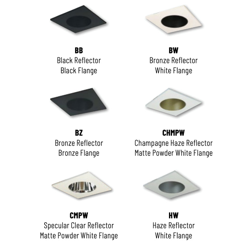 Nora NIOB-2SNDC/10 2" Iolite Square Reflector with Round Aperture Trim - 1000 Lumens