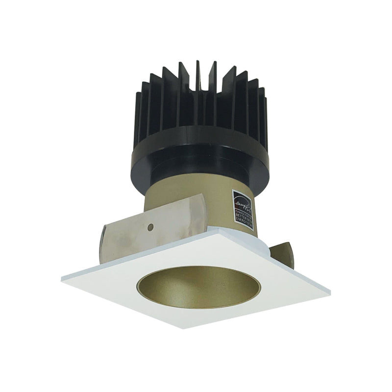 Nora NIOB-2SNDC/HL 2" Iolite Square Reflector with Round Aperture Trim - High Lumen - Champagne/Matte Powder White