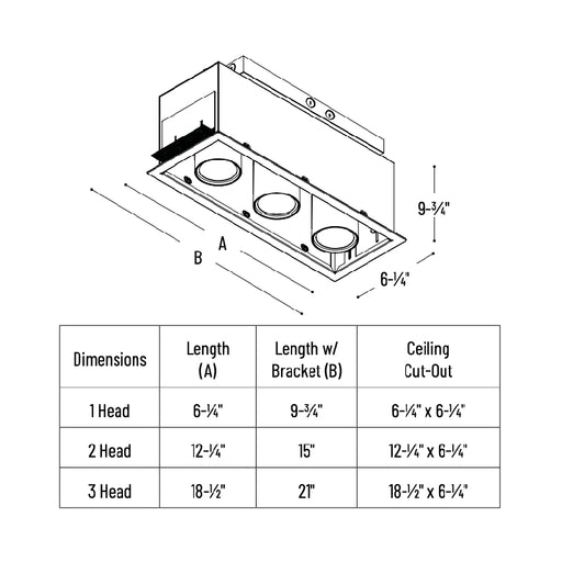 Nora NMRTLGPD-13 3 Heads Pull-Down Adjustable LED Trimless Mulitple Lighting System, 277V