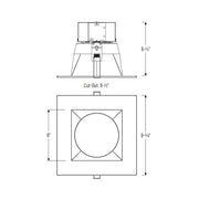 Nora NQZ2-86TWTW 8" Quartz Square Can-less LED Downlight, 3CCT & Lumens Selectable