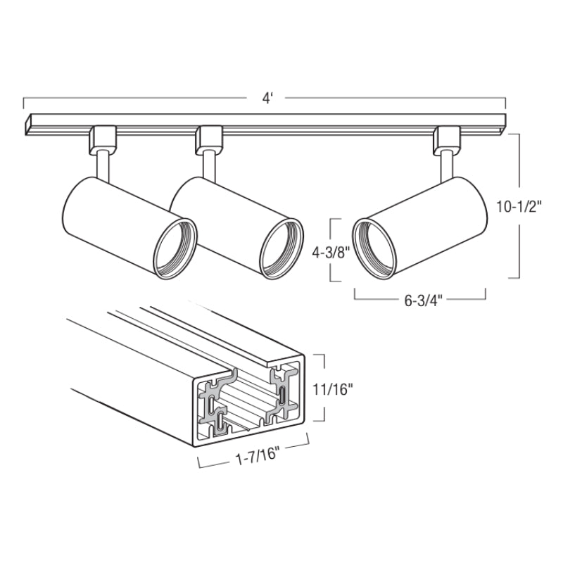 Nora NTL-151 Line Voltage R30 Flat Back Cylinder Track Kit