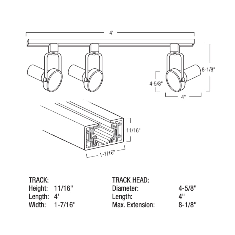 Nora NTL-158B Line Voltage PAR30 Gimbal Ring Track Kit