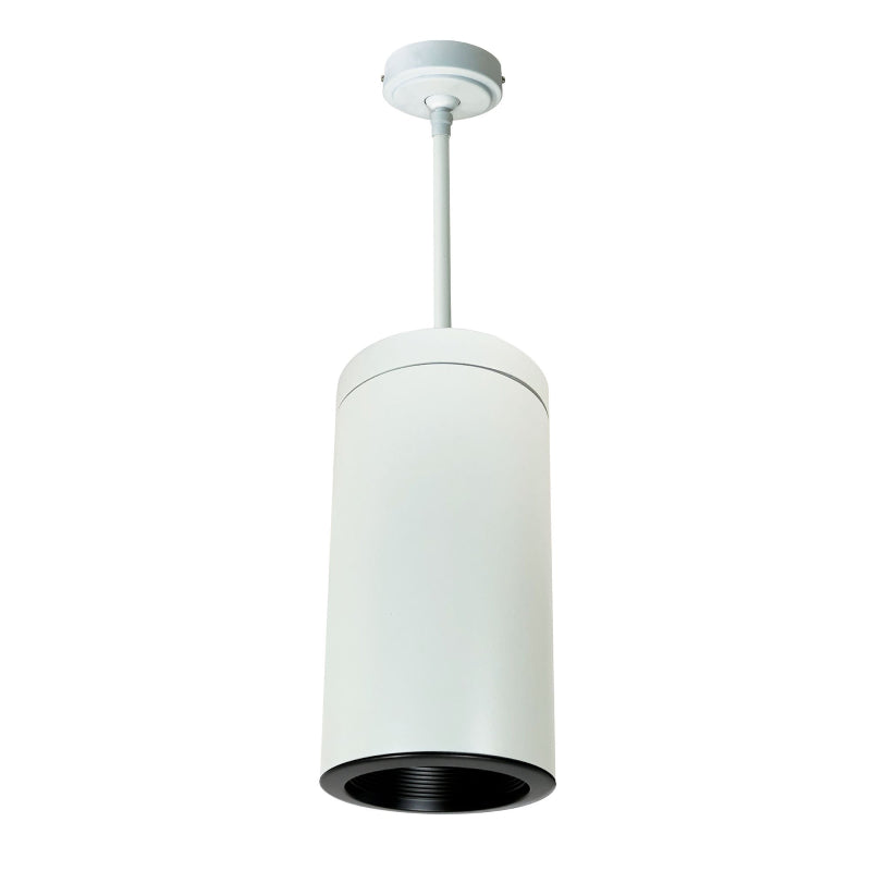 Nora NYLI-6PI2 6" Cylinder, Pendant Rod, Baffle Trim - Black/Black/White Cylinder