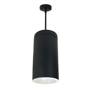 Nora NYLI-6PI2 6" Cylinder, Pendant Rod, Baffle Trim - White/White/Black Cylinder