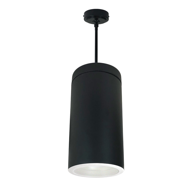Nora NYLI-6PI2 6" Cylinder, Pendant Rod, Baffle Trim - White/White/Black Cylinder