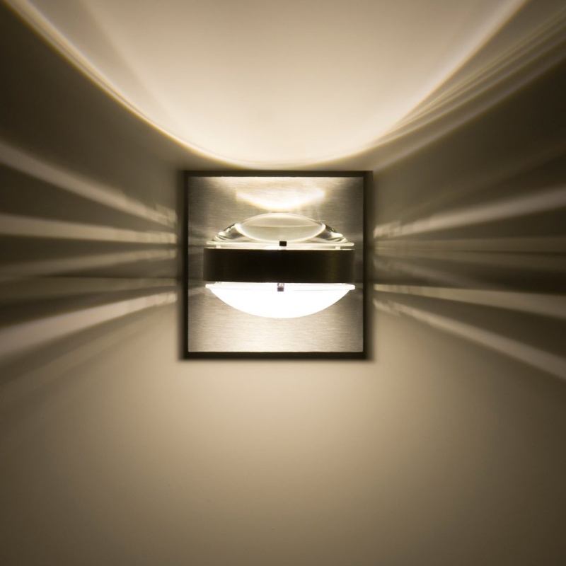Besa OPTOS1W Optos 1-lt 4" LED Wall Sconce - Clear/Frost/Brushed Aluminum