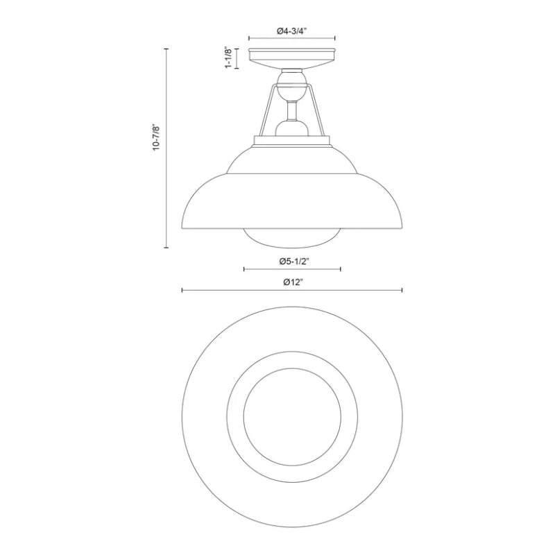 Alora SF344012 Palmetto 1-lt 12" Semi Flush Mount