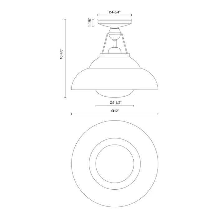 Alora SF344012 Palmetto 1-lt 12" Semi Flush Mount