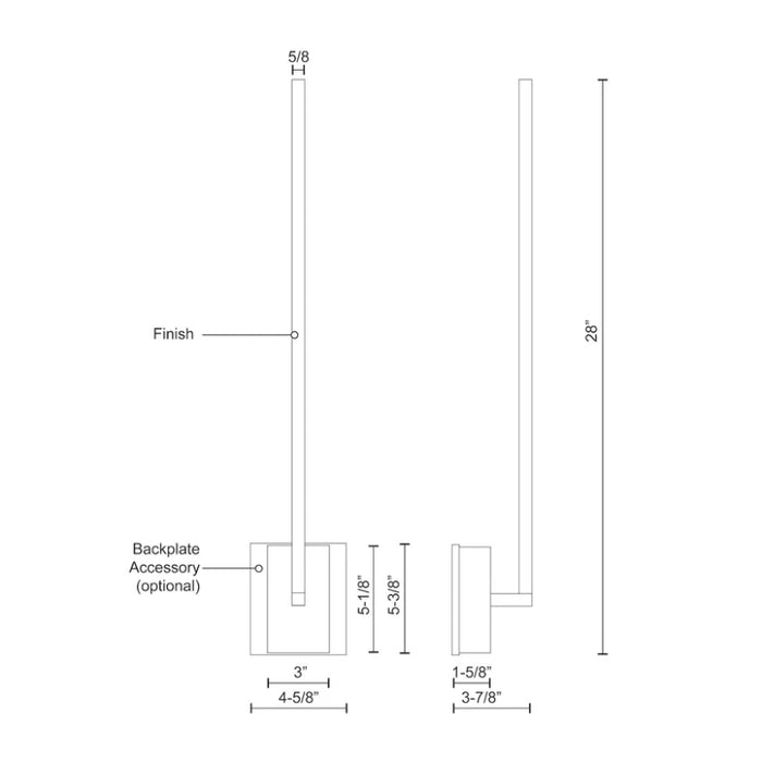 Kuzco WS25125 Pandora 28" Tall LED Wall Sconce