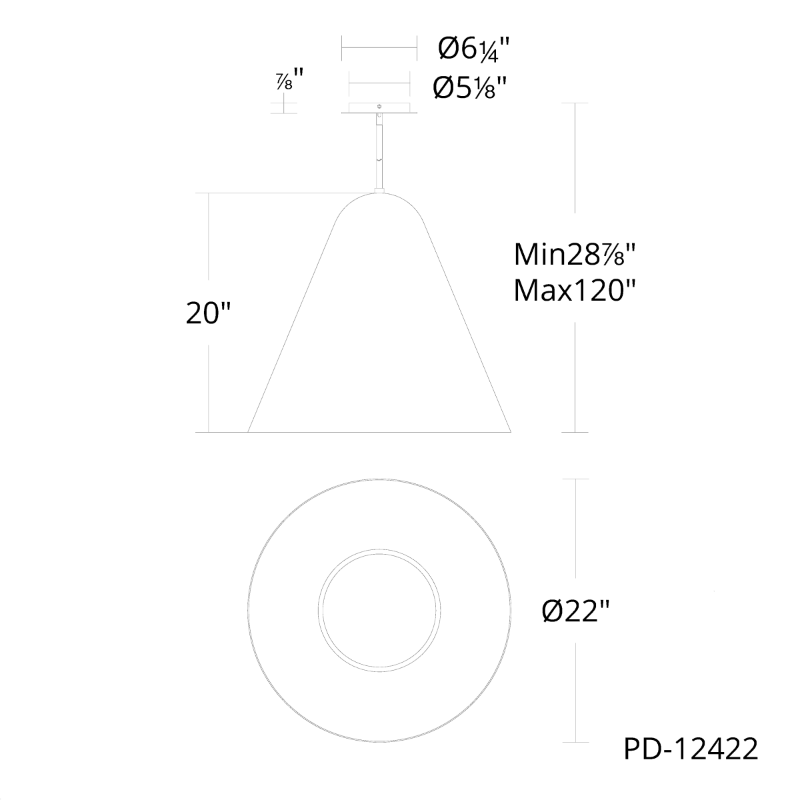 Modern Forms PD-12422 Taper 22" LED Pendant