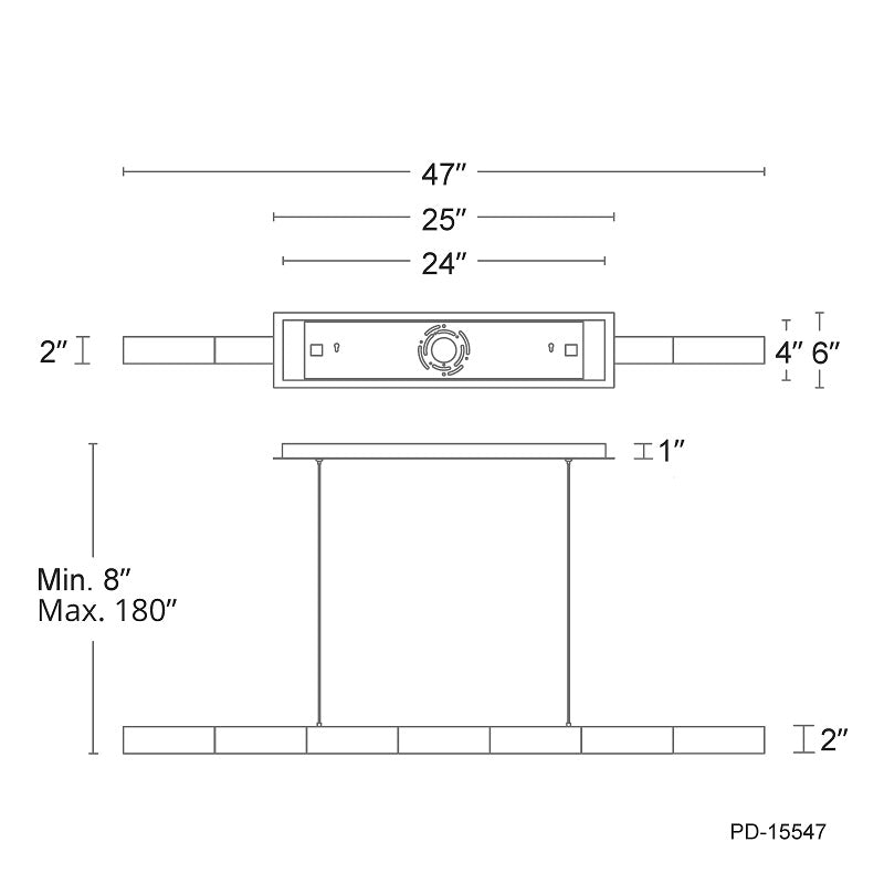 dweLED PD-15547 Super Star 1-lt 47" LED Linear Pendant, 4CCT
