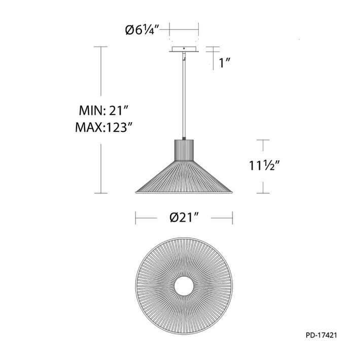 dweLED PD-17421 Cappe 1-lt 21" LED Pendant