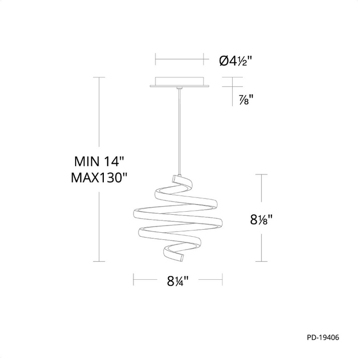 dweLED PD-19408 Whirl 1-lt 8" LED Pendant