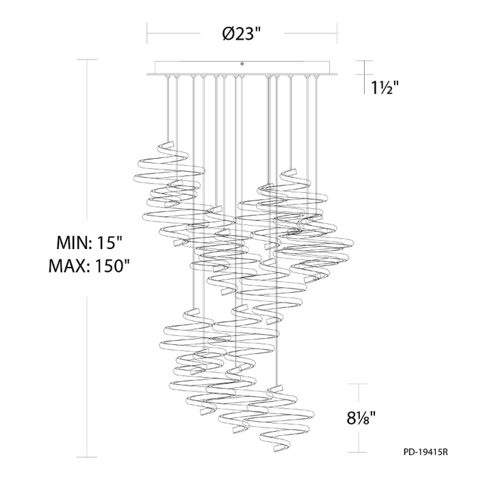 dweLED PD-19415R Whirl Round 15-lt 23" LED Pendant