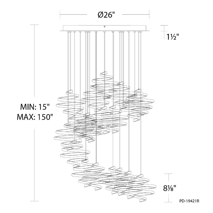 dweLED PD-19421R Whirl Round 21-lt 26" LED Pendant