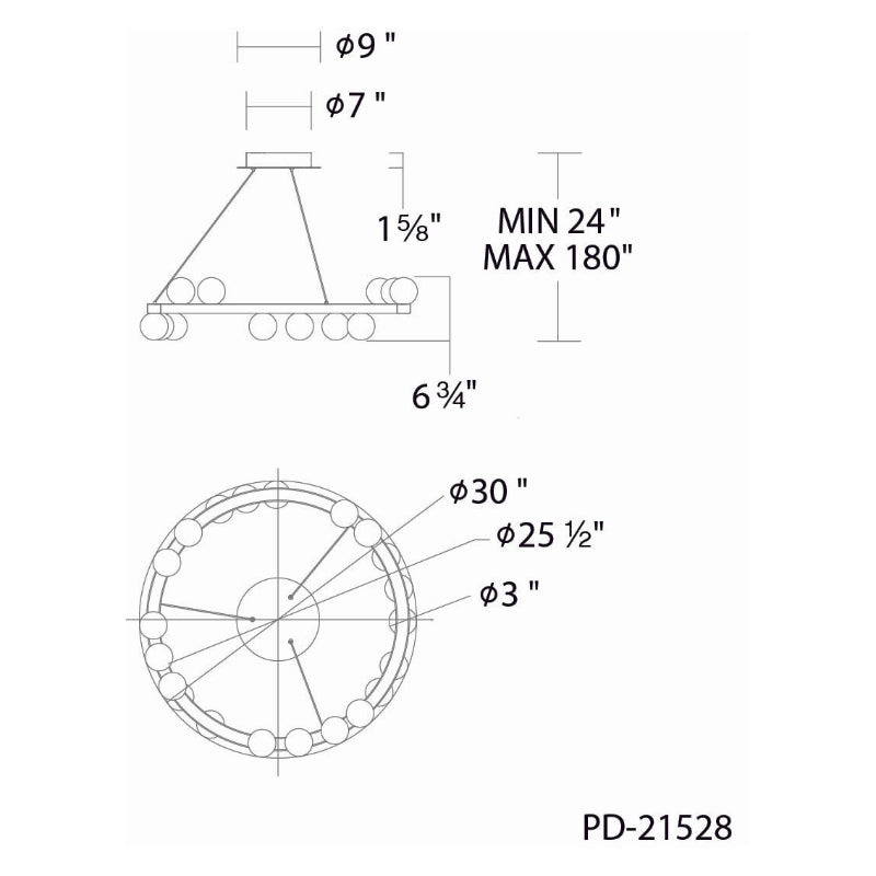 dweLED PD-21528 Carousel 30" LED Chandelier