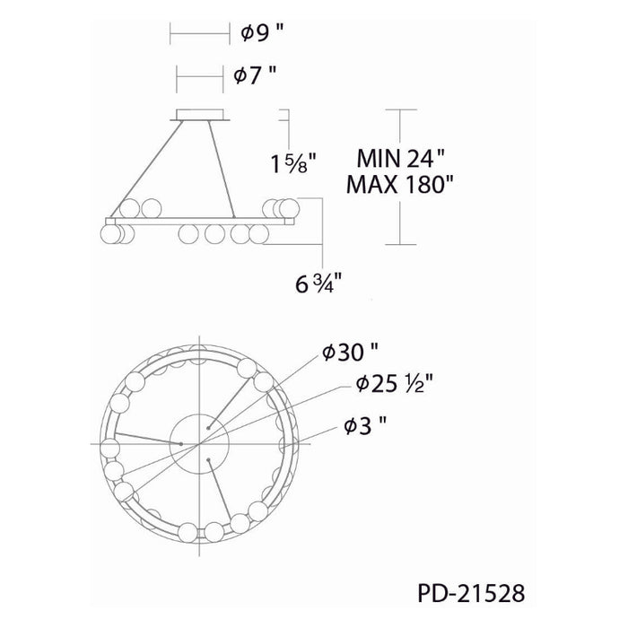 dweLED PD-21528 Carousel 30" LED Chandelier