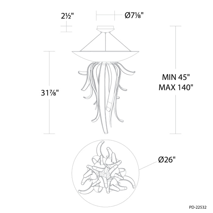Modern Forms PD-22532 Tendril 1-lt 26" LED Pendant