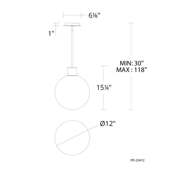 dweLED PD-23412 Gaze 1-lt 12" LED Pendant