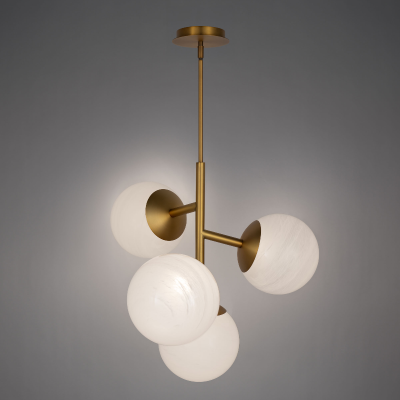 dweLED PD-23527 Quattro 4-lt 27" LED Pendant - Aged Brass