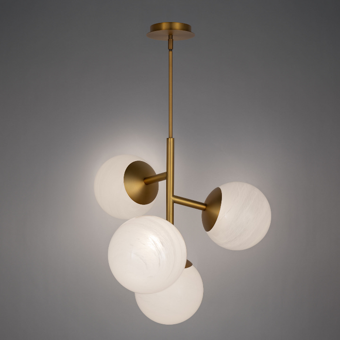 dweLED PD-23527 Quattro 4-lt 27" LED Pendant - Aged Brass