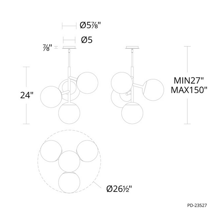 dweLED PD-23527 Quattro 4-lt 27" LED Pendant