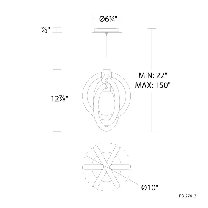 dweLED PD-27413 Knot 3-lt 10" LED Pendant