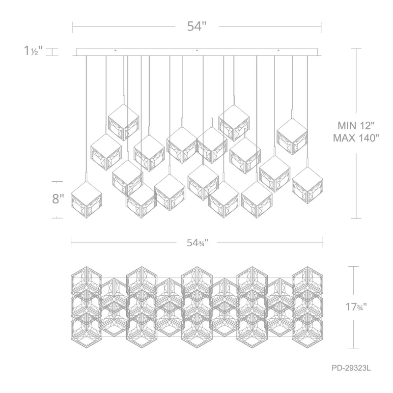 dweLED PD-29323L Ice Cube 23-lt 55" LED Linear Pendant