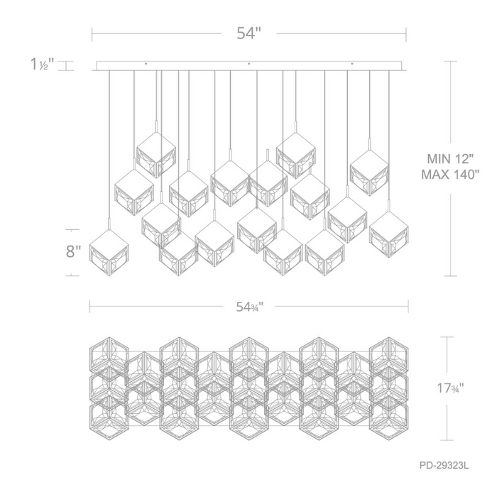 dweLED PD-29323L Ice Cube 23-lt 55" LED Linear Pendant