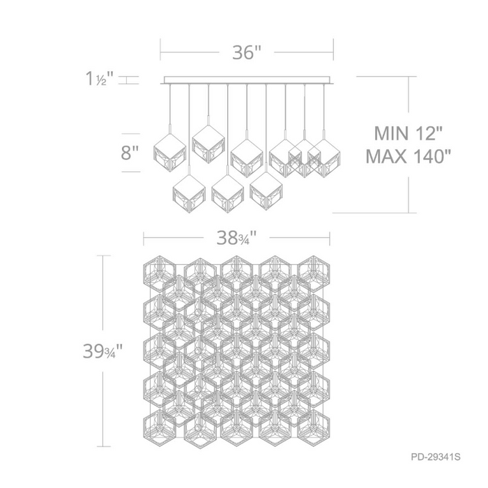 dweLED PD-29341S Ice Cube Square 41-lt 40" LED Pendant